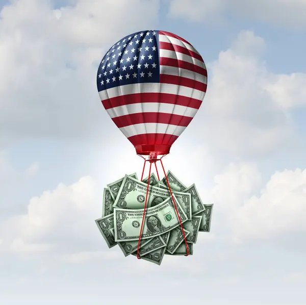 Ballooning Amerikanske Gæld Skyhøje Amerikanske Finansielle Låneomkostninger Grund Amerikanske Offentlige Stock-billede