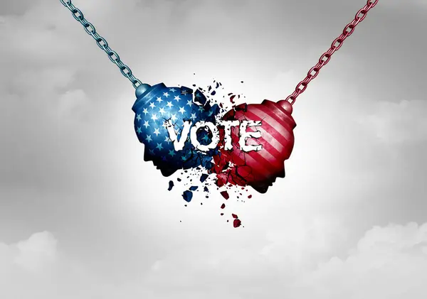 stock image USA Election Fight and United States vote crisis as a divided America in chaos or US social fight and political clash for US culture as conservative and liberal political ideology clash.
