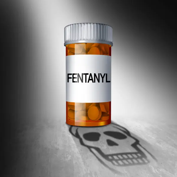 stock image Fentanyl danger and opioid Health Crisis as dangerous synthetic opioids resulting in overdose deaths as a concept for awareness of substance abuse and prevention of fatalities by overdosing.