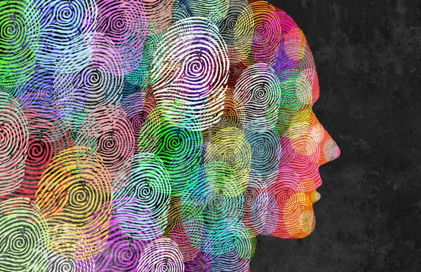 stock image Human Identity Abstract and social Diversity or privacy concept and personal private data symbol as diverse finger prints or fingerprint icons and census population.