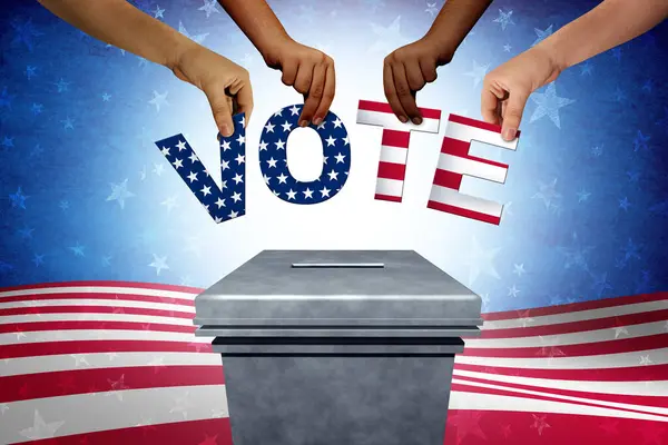 stock image US Election year and United States Elections with stars and stripes as an American presidential election and symbol of USA patriotism and November 5 voting date.