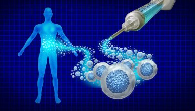 Human regenerative therapy as stem cell therapy Regenerative Medicine and Mesenchymal Stem Cells injected for joint pain organ regeneration to heal wounds or regenerate tissue repair as a medical cell therapy. clipart