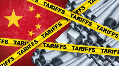 China Steel Tariffs and Metals tariff as a trade war policy and Protectionism in the United States as imposing import taxes on foreign metal as aluminium to protect domestic production. clipart