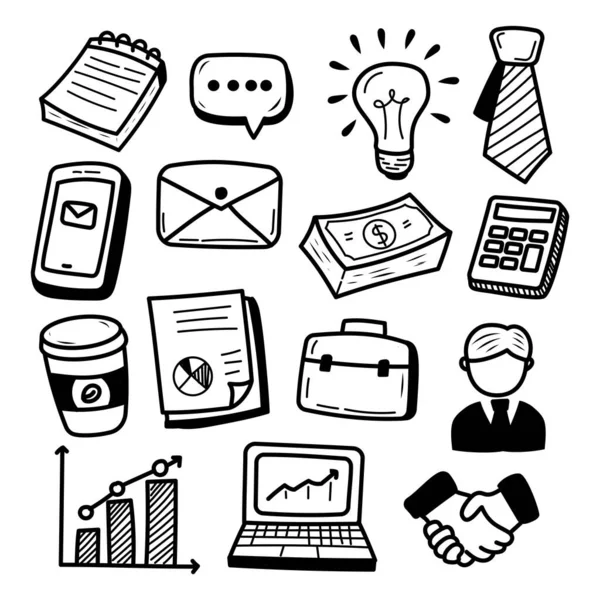 Beyaz arkaplanda izole edilmiş şirin tasarımlı iş karalama çizimleri