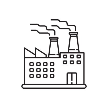 Factory building icon with linear style isolated on white background