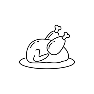 Simple chicken meat line art vector illustration isolated on white background. Line chicken meat icon