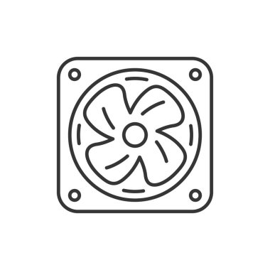 Simple cooling fan vector illustration in line art style isolated on white background. Cooling fan line icon
