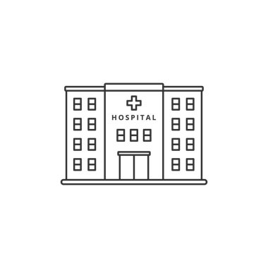 Simple line art style of hospital building vector isolated on white background. Linear style of hospital building icon	