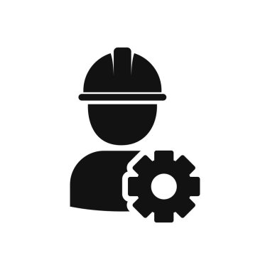 Simple engineer icon with glyph style and black color isolated on white background	