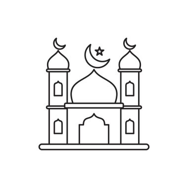 Simple mosque vector illustration with line style isolated on white background. Mosque building icon