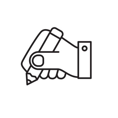 Simple hand with pencil vector illustration suitable for write icon isolated on white background
