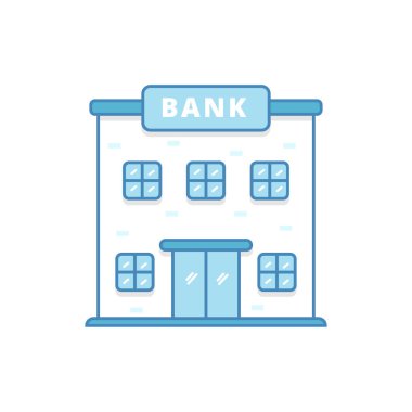 Modern bank building vector with blue and white color suitable for icon or illustration