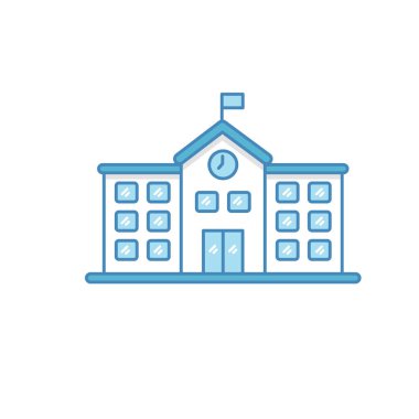 Simple school building vector with blue color suitable for icon or illustration	