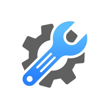 Cog and wrench vector suitable for repair or settings icon	
