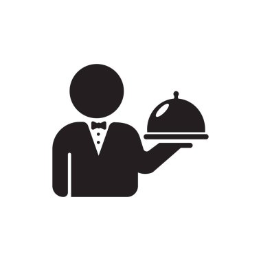 Waiter icon in glyph style and black color isolated on white background	