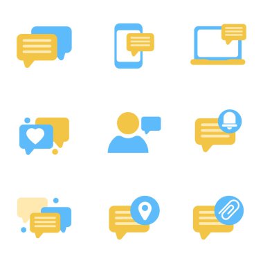 Set of chat icon in flat style isolated on white background	