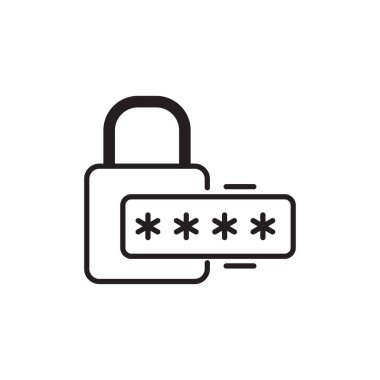 Password icon in black design isolated on white background	