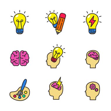 Set of idea icon in linear color style isolated on white background	