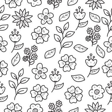 Seamless flower doodle pattern with cute design	