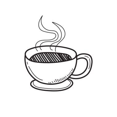 A single cup of coffee doodle illustration isolated on white background