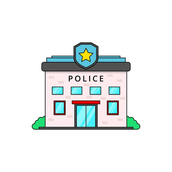 Police Station Building Vector Illustration Isolated White Background — Stock vektor
