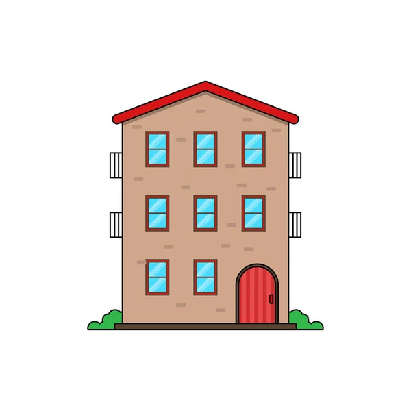 Apartment Building Vector Illustration Cartoon Style Isolated White Background — Stock vektor