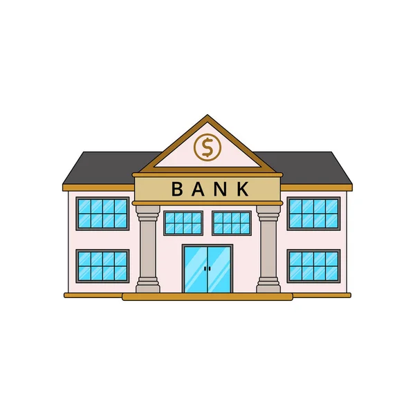 Bank Building Vector Illustration Cartoon Style Isolated White Background — Stock vektor