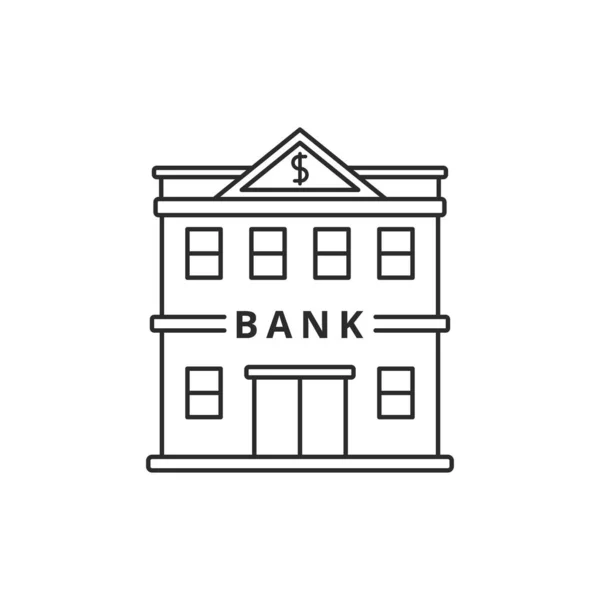 Bank Building Vector Illustration Simple Line Art Design Isolated White — Stock vektor