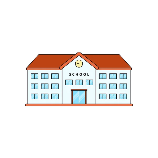 Simple School Building Vector Illustration Isolated White Background Linear Color — Stock vektor