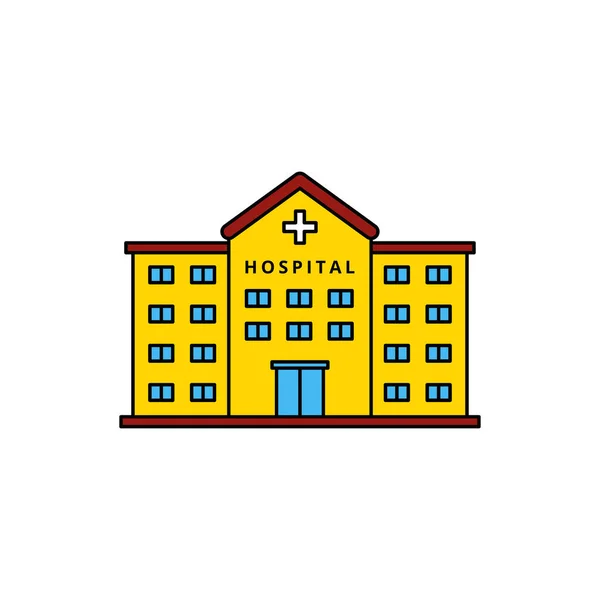 Simple Hospital Building Vector Illustration Isolated White Background Linear Color — Stock vektor