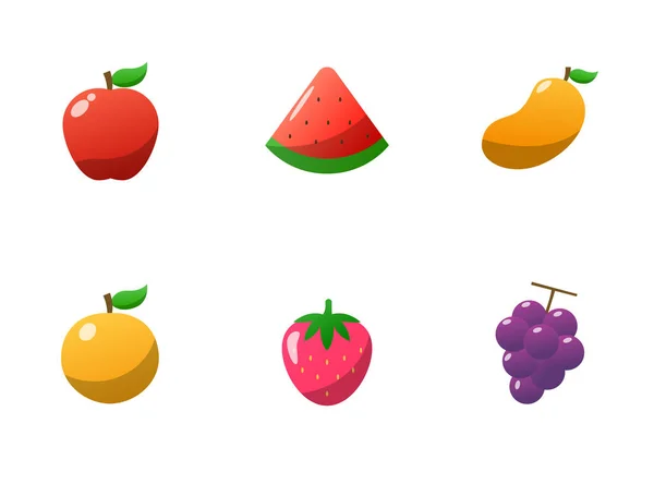 Set Fruit Vector Illustration Colorful Design Isolated White Background Gradient — Vetor de Stock