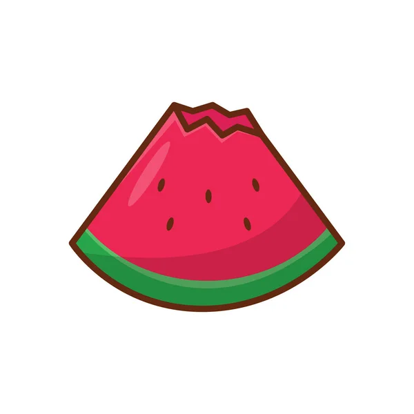 Bitten Watermelon Vector Illustration Isolated White Background — Vetor de Stock