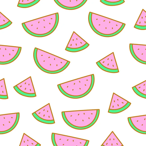 Seamless Pattern Cute Watermelon Vector — Vetor de Stock