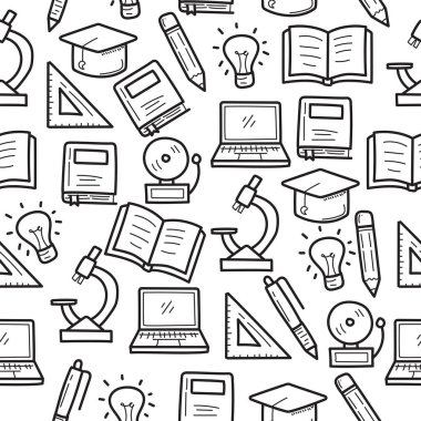 Seamless pattern of school doodle suitable for background or decoration	