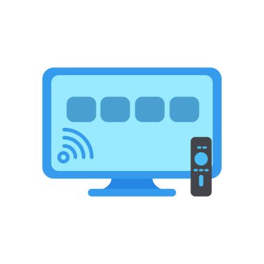 Smart television icon in flat style isolated on white background	