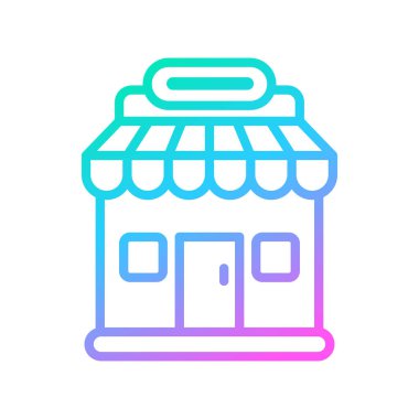 Store building icon in gradient line style isolated on white background	