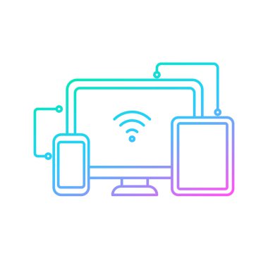 Devices icon in gradient line style isolated on white background	