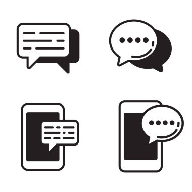 Set of chatting icon with black color isolated on white background. Simple chatting concept vector illustration