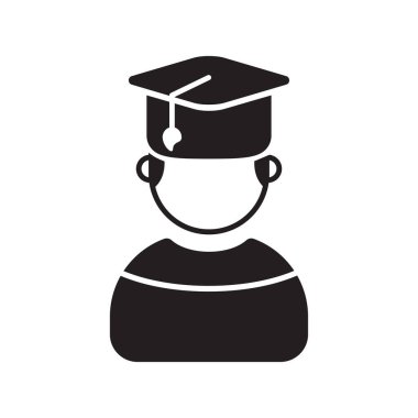 College student icon with black color isolated on white background	