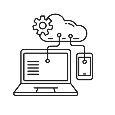 Cloud storage connection icon in linear style isolated on white background