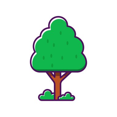 Simple tree icon with linear color style isolated on white background	