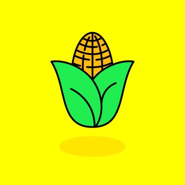 Simple corn vector illustration isolated on yellow background. Corn liner color style icon	