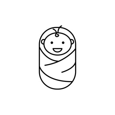 Simple line art of baby vector illustration isolated on white background. Linear style of baby icon	