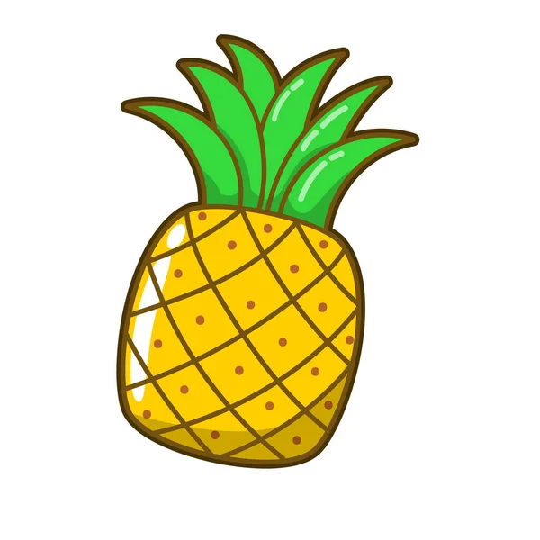 Cute Pineapple Vector Illustration Isolated White Background — Vetor de Stock