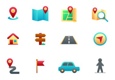 Set of location icon in gradient style isolated on white background