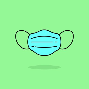 Medical mask vector illustration isolated on green background. Linear color style of medical mask icon