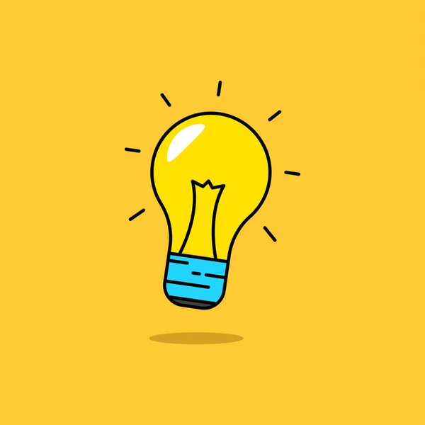Simple Lightbulb Vector Illustration Isolated Yellow Background Idea Linear Color — Stockvektor