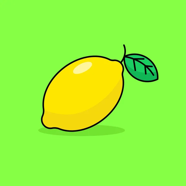 Simple Lemon Vector Illustration Isolated Green Background Lemon Fruit Linear — Vetor de Stock