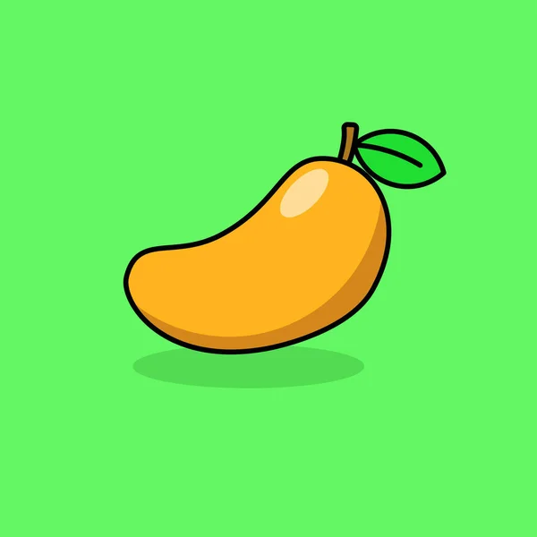 Simple Mango Fruit Vector Illustration Isolated Green Background Mango Fruit — Vetor de Stock