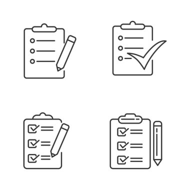 Set of to do list icon in simple line style isolated on white background	